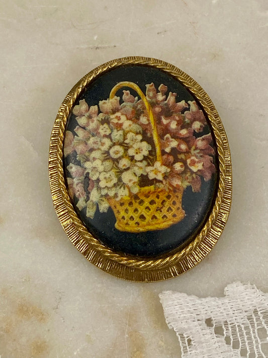 Original by Robert | Black and Gold-Tone Floral Victorian Style Brooch