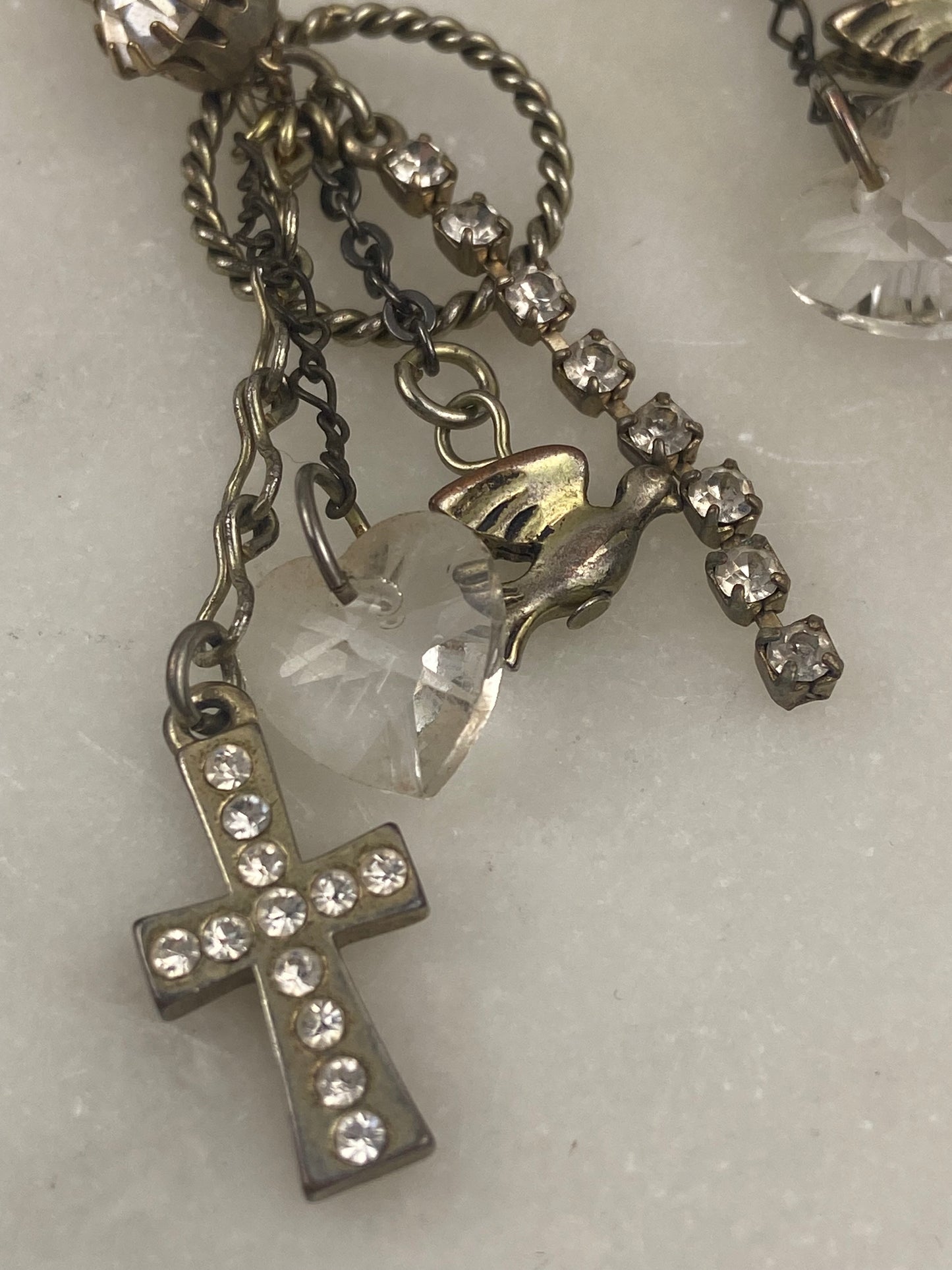 Betsey Johnson Cross and Charm Chain Dangle Earrings [Lever Backs]