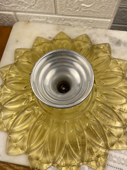 Vintage Federal Glass Pedestal Platter | Amber Sunflower Pattern