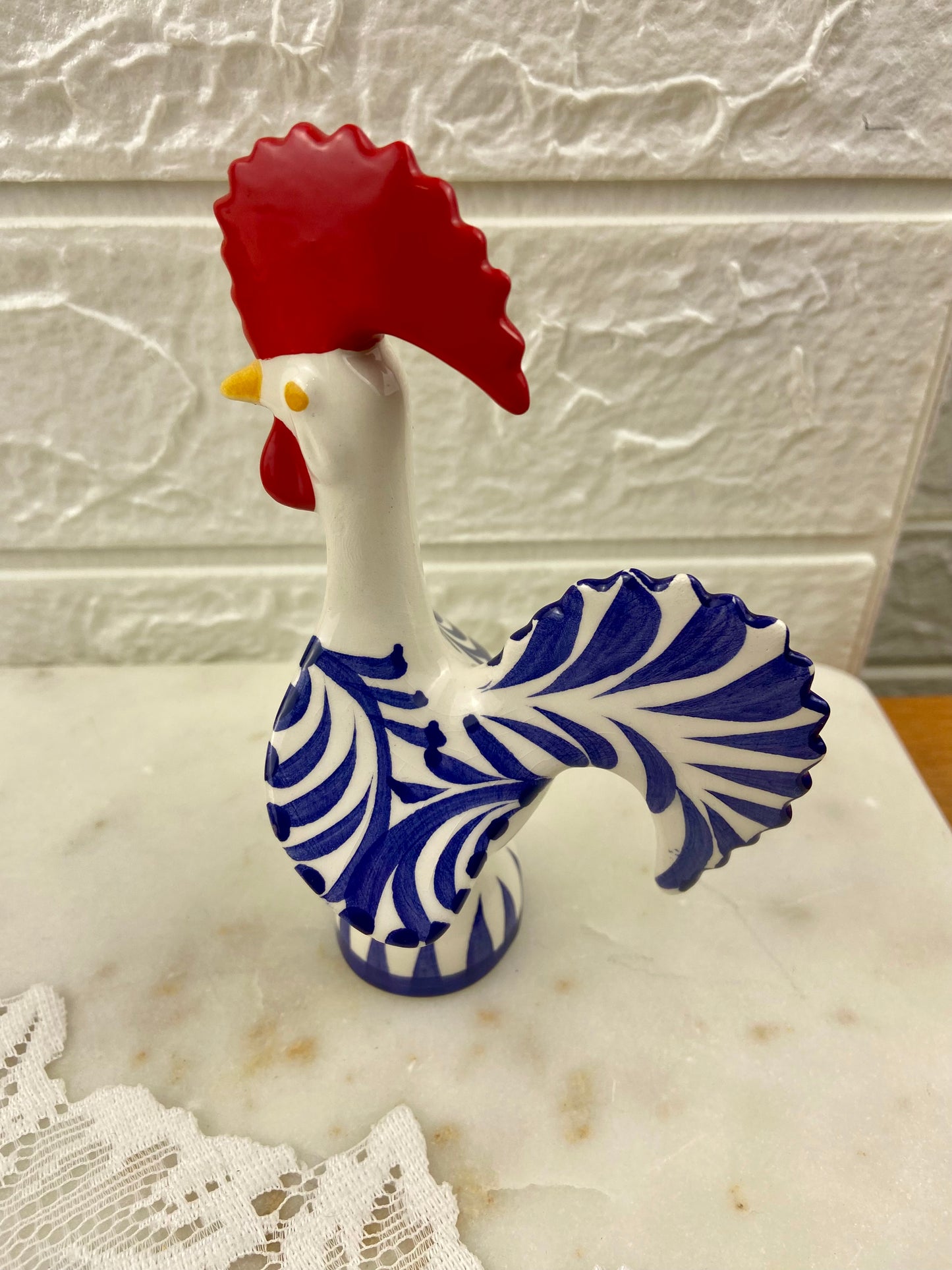 Hand Painted Porcelain Rooster 5”