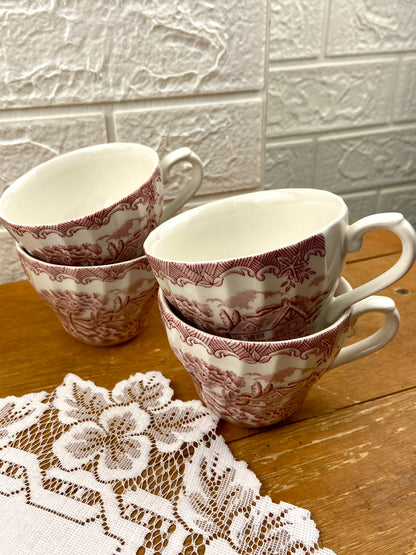 Pink Porcelain Teacup by Churchill | ‘The Brook’ Pattern