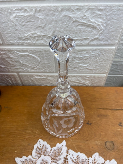 8” Crystal Bell with Etched Flowers | 24% Lead Crystal