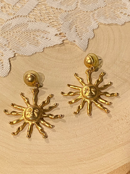 Gold-Tone Metal Sun Earrings [Posts]