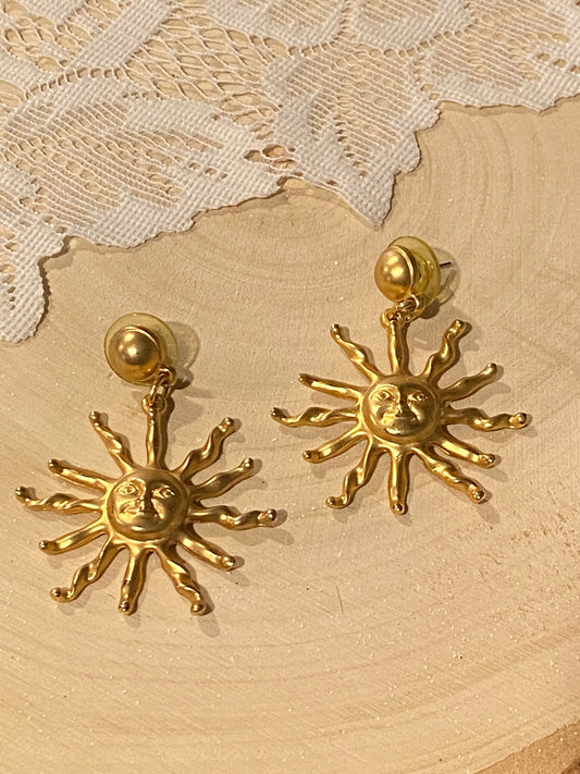 Gold-Tone Metal Sun Earrings [Posts]