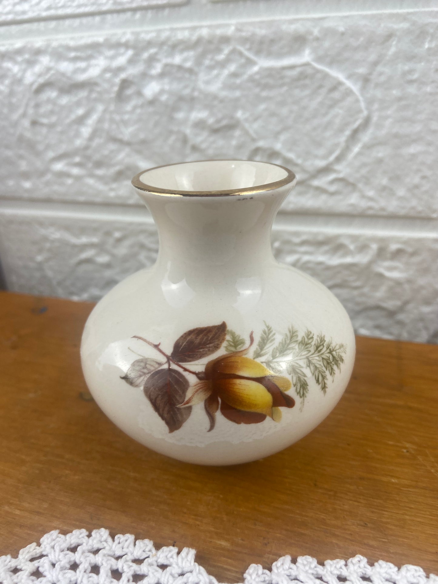 Sadler Bud Vase with Warm Yellow Rose, 3”