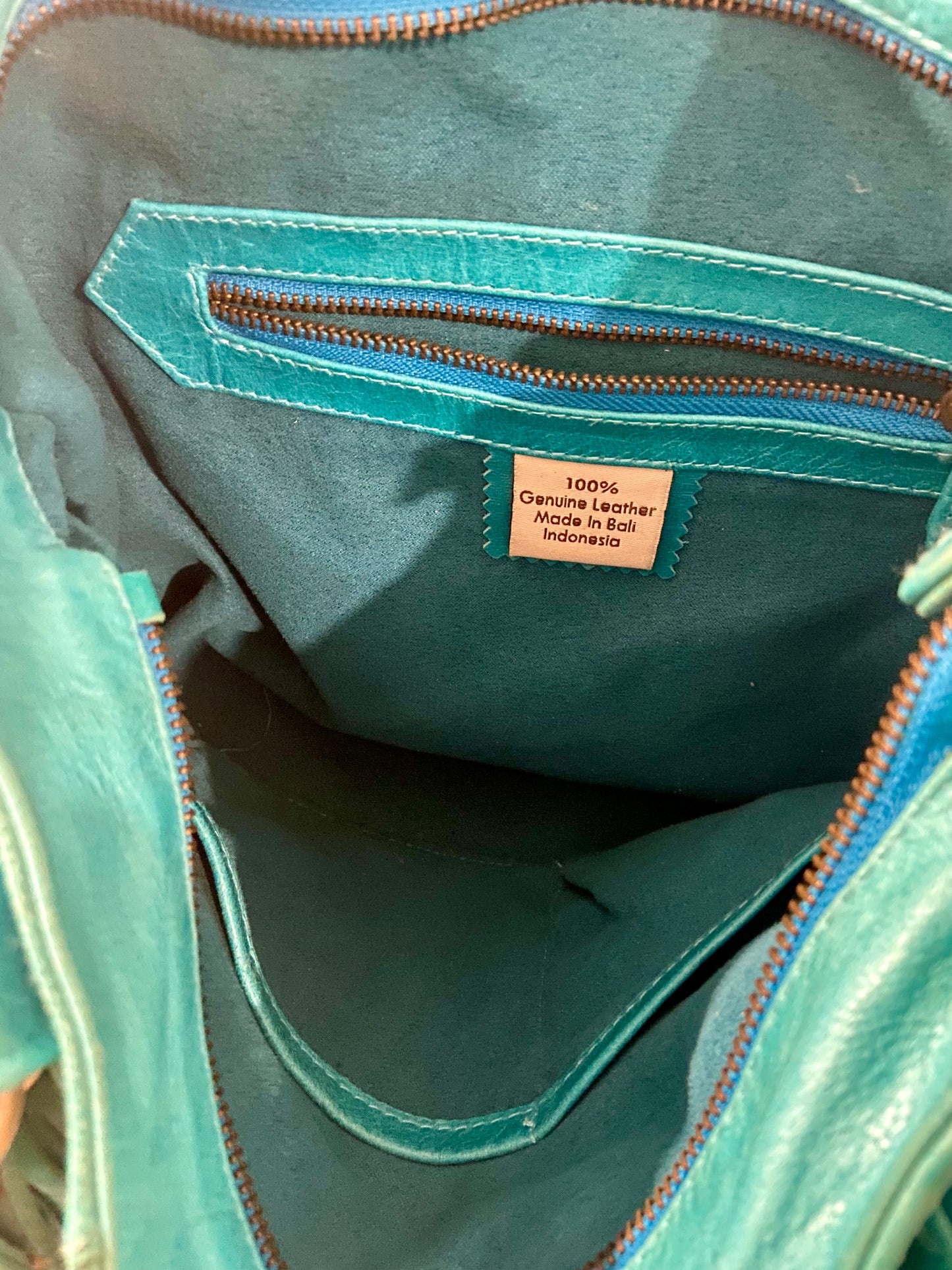 Teal Leather Handbag