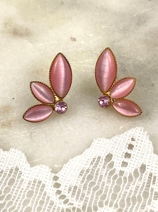 Vintage Avon | Pink and Gold Tone Floral Earrings [Posts]