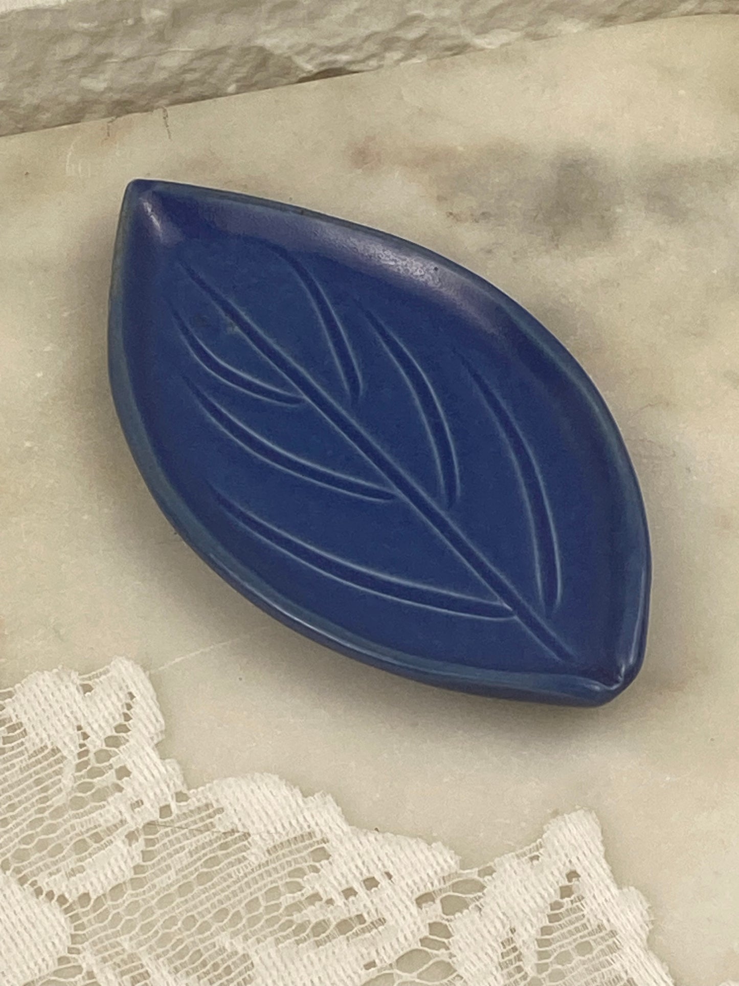 Small Clay Leaf-Shaped Trinket Plate | Handmade