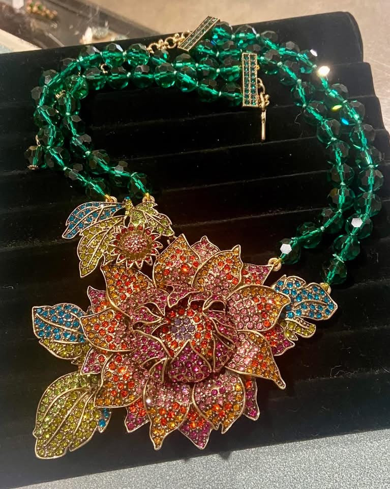 ‘Late Bloomer’ Necklace by Heidi Daus | Hand Inlaid with 9 Colours of Swarovski Crystals