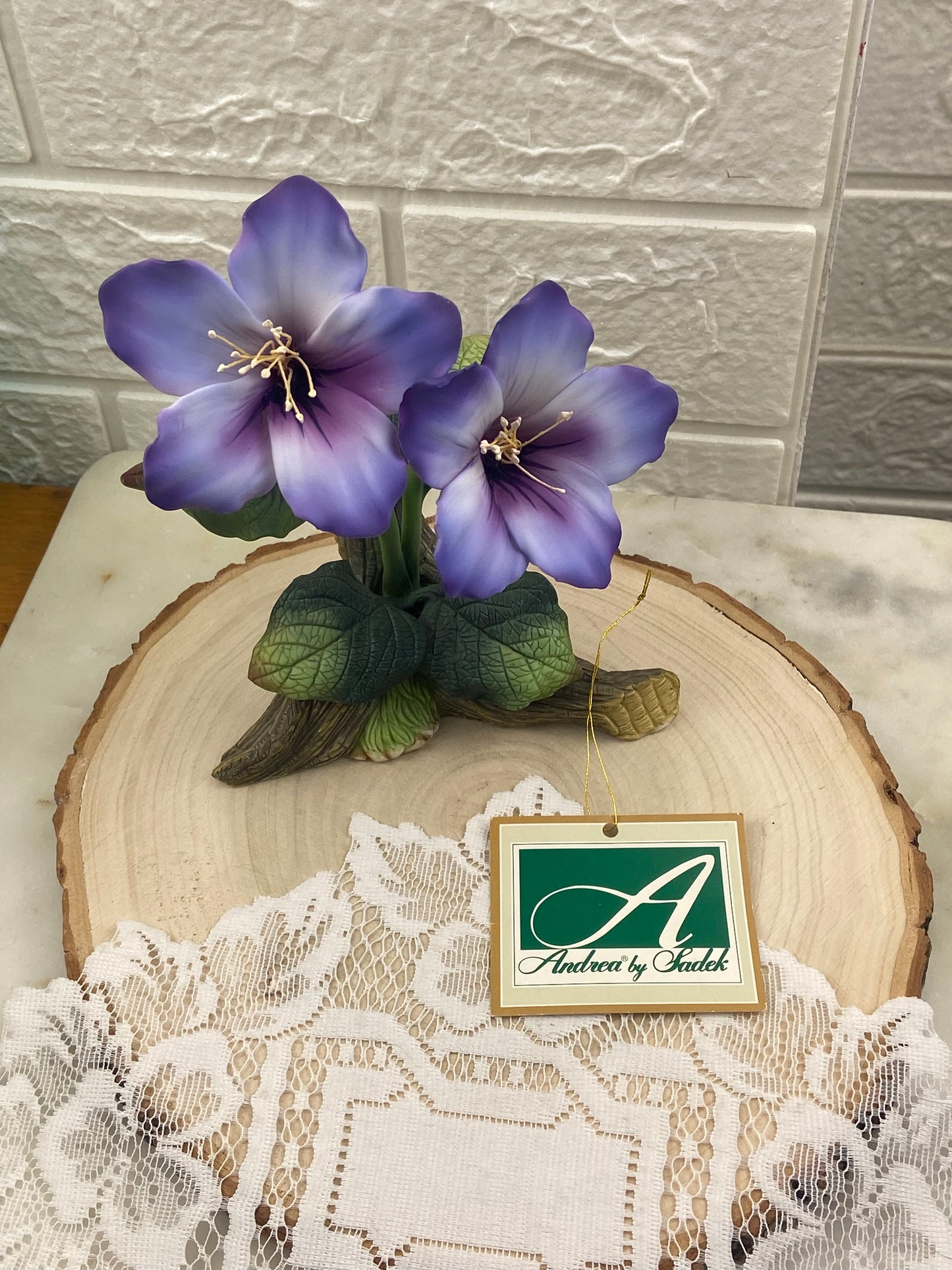 Hand Painted Bisque Porcelain Purple Hellebore Flowers | Andrea by Sadek