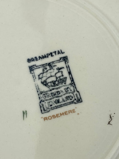 Antique Porcelain Dinner Plate 10” by W.H. Grindley | Rosemere Pattern