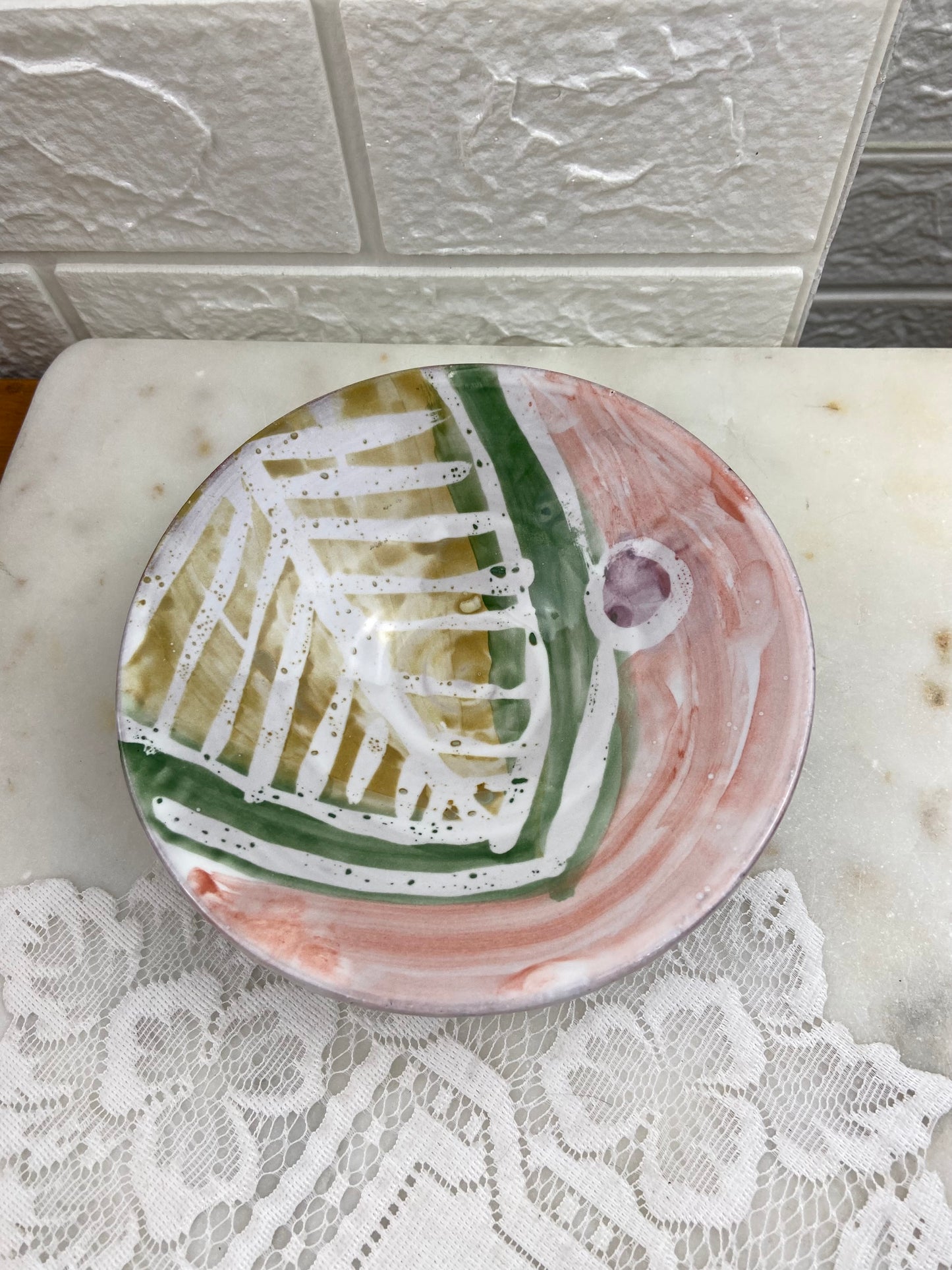 6” Hand Painted Clay Trinket Dish