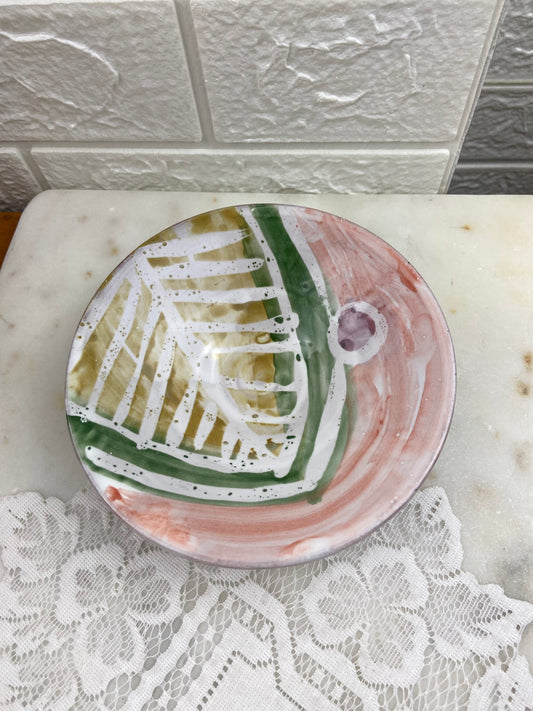 6” Hand Painted Clay Trinket Dish