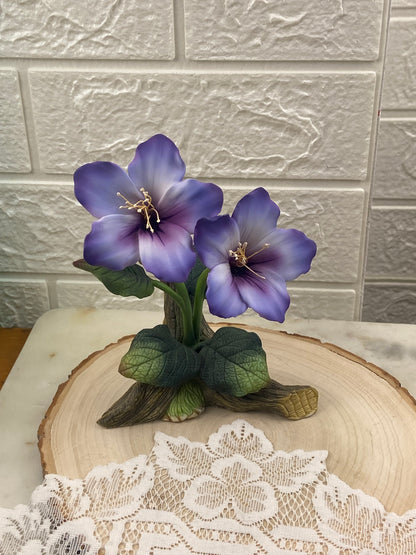 Hand Painted Bisque Porcelain Purple Hellebore Flowers | Andrea by Sadek