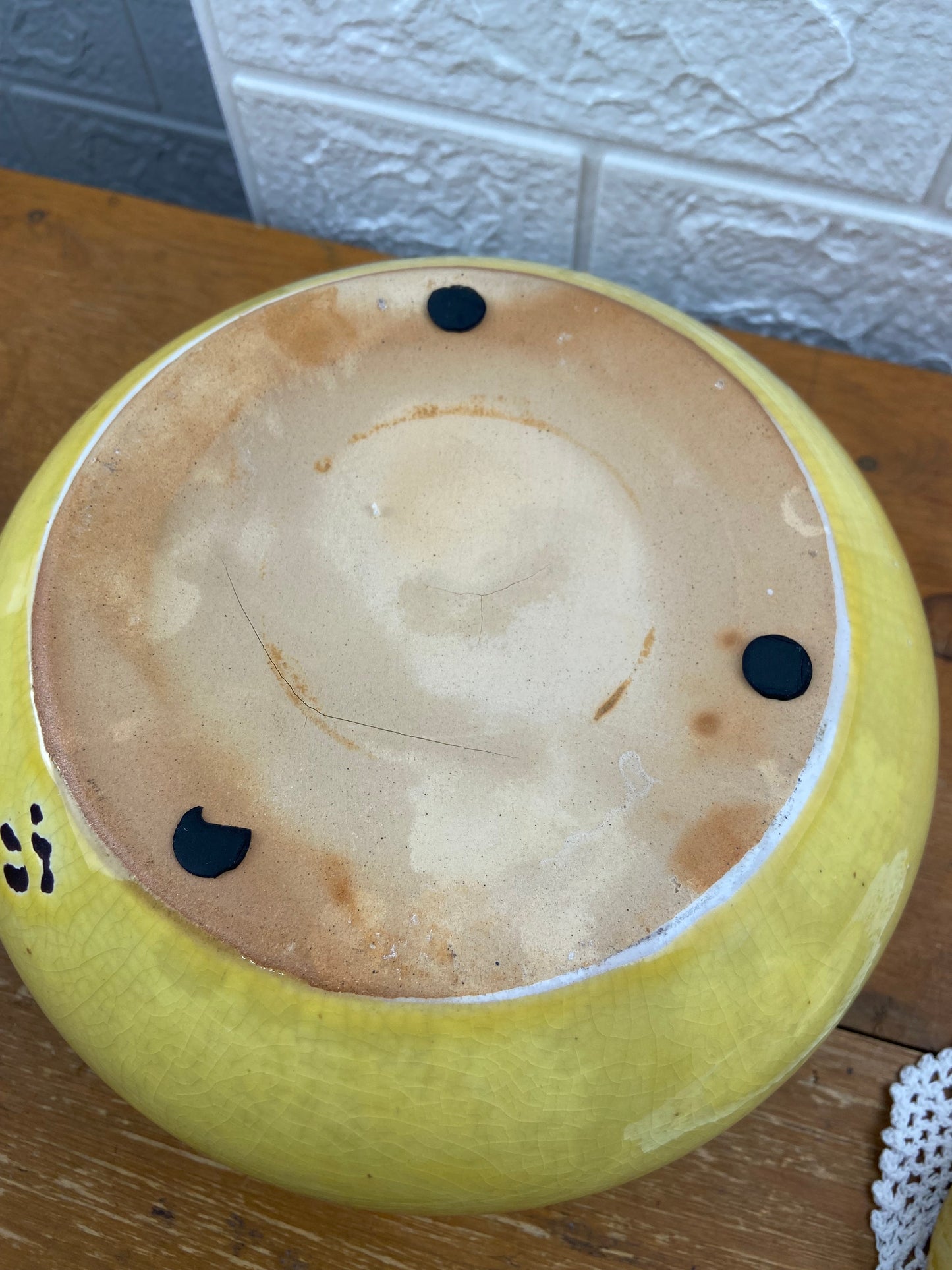 Vintage Clay Cookie Jar | Yellow Glaze