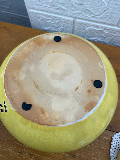 Vintage Clay Cookie Jar | Yellow Glaze