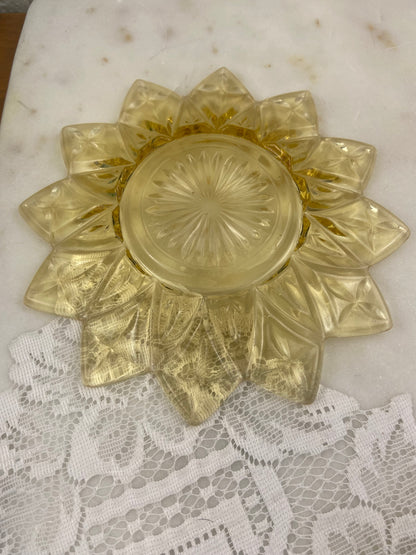 Federal Glass Co. 12 Point Amber Glass Starburst Plate
