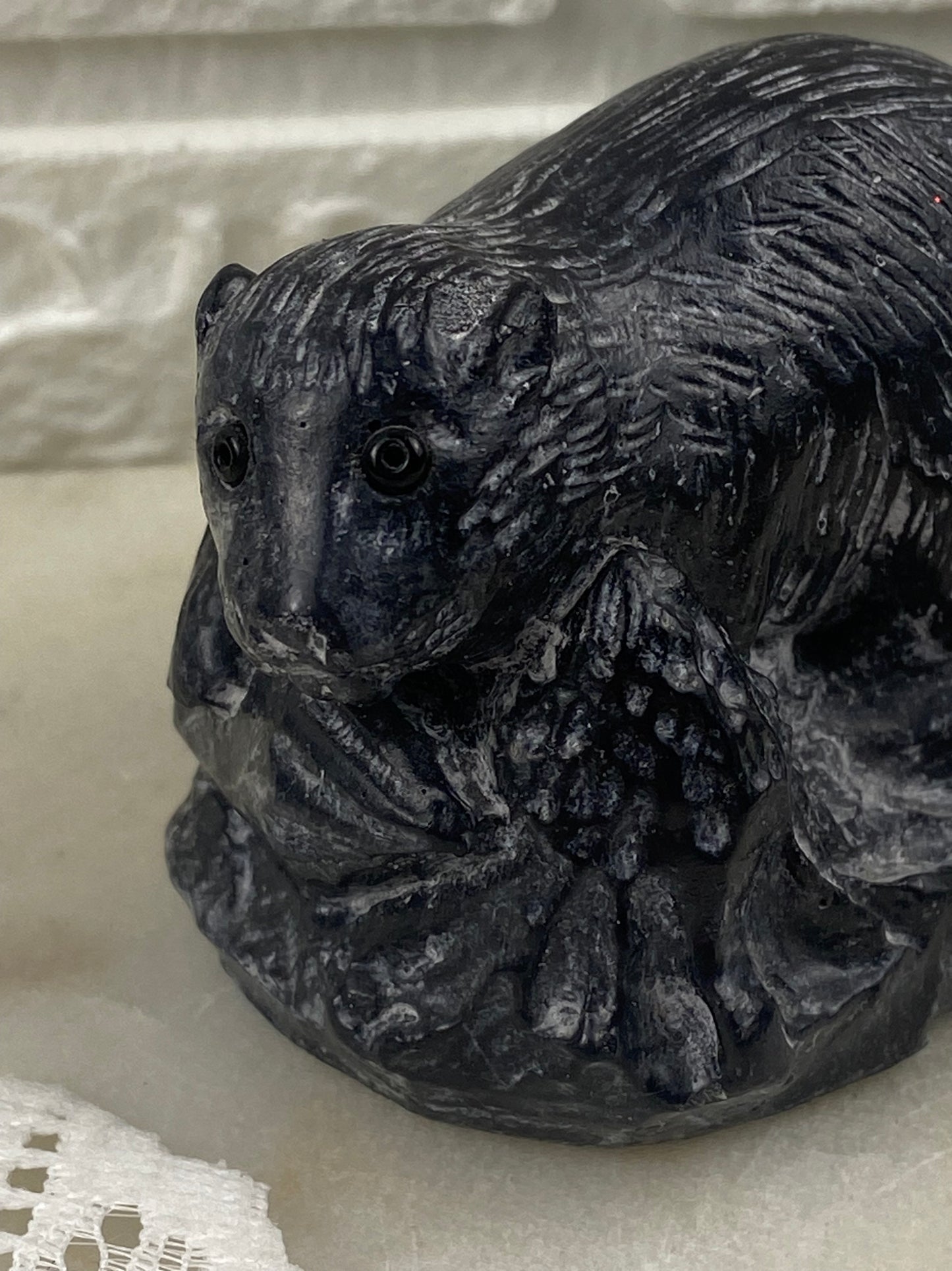 Wolf Original Stone Composite Beaver Sculpture