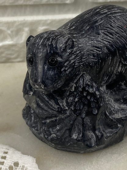 Wolf Original Stone Composite Beaver Sculpture