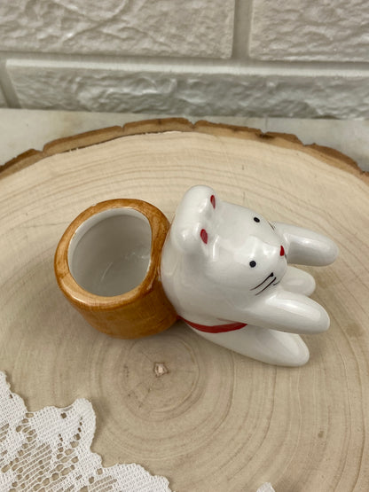 Glossy Porcelain Bunny Toothpick Holder