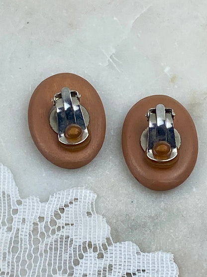 Hand Painted Wooden Earrings [Clip-Ons]
