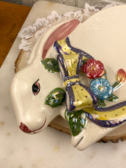 Handmade, Hand Painted Ceramic Bunny Plate