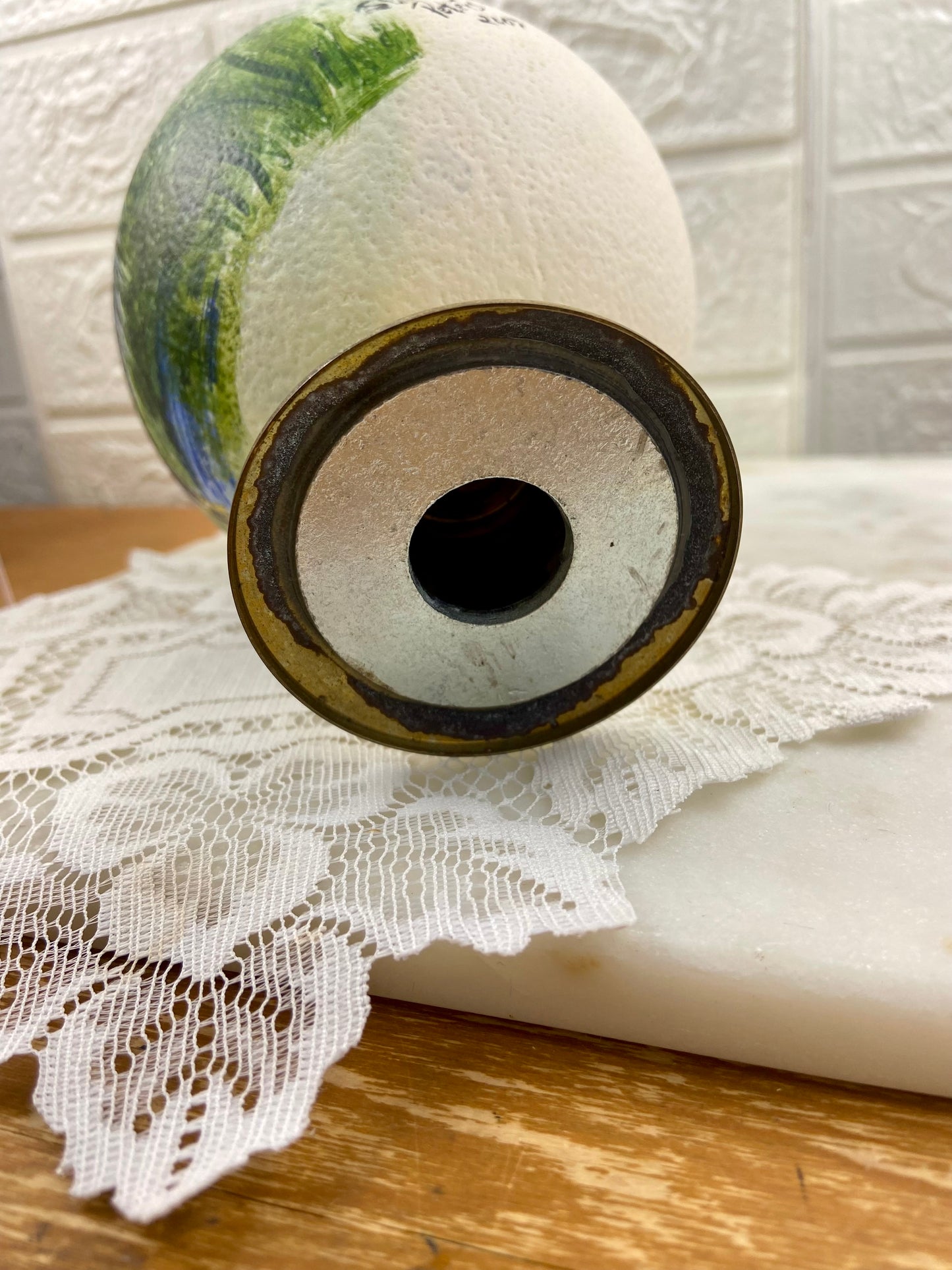 Original Heron Painting on Ostrich Egg