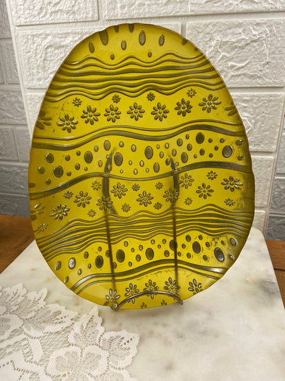 Yellow Frosted Glass Easter Egg Plate