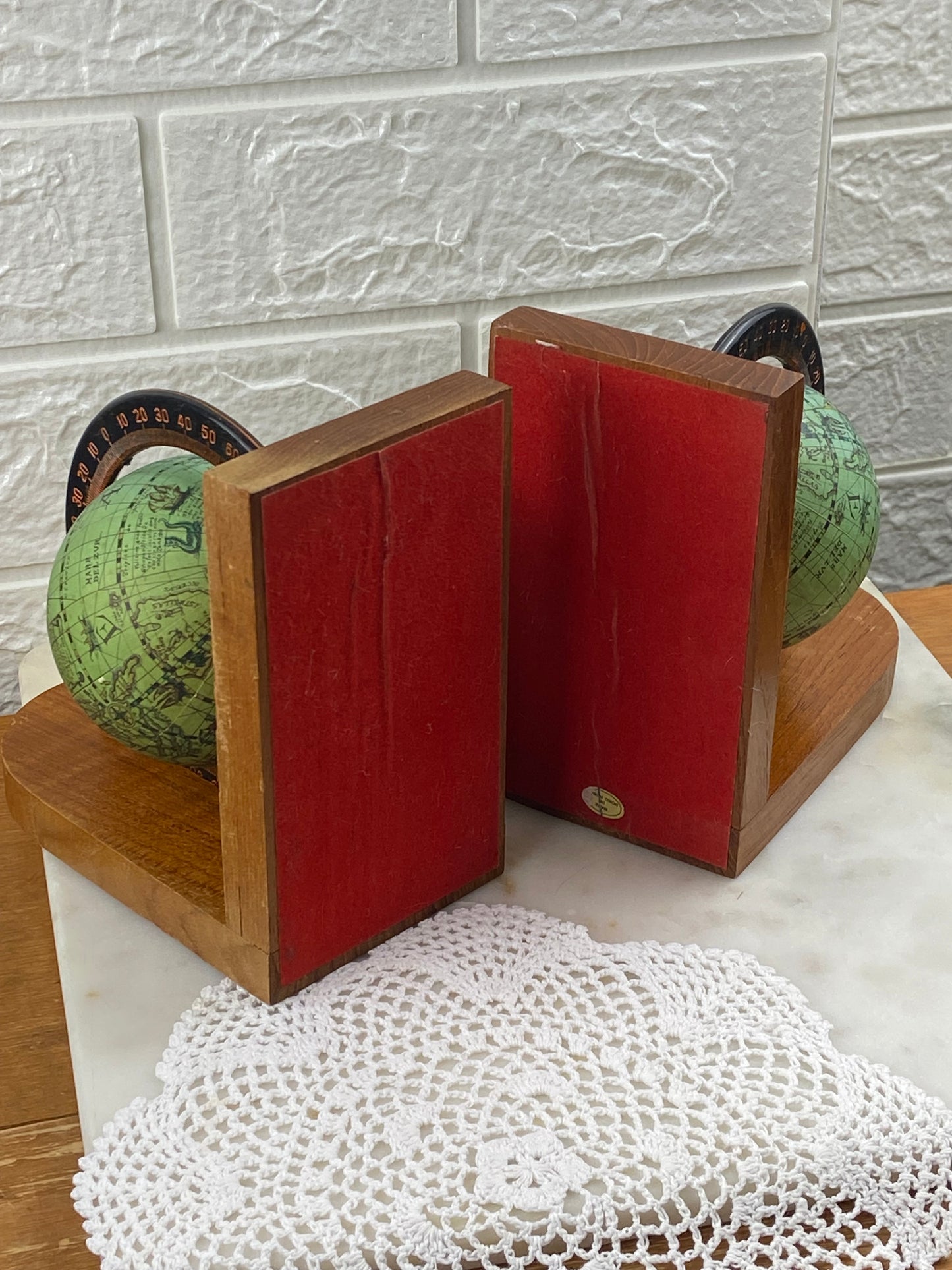 Pair of Old-World Spinning Globe Bookends