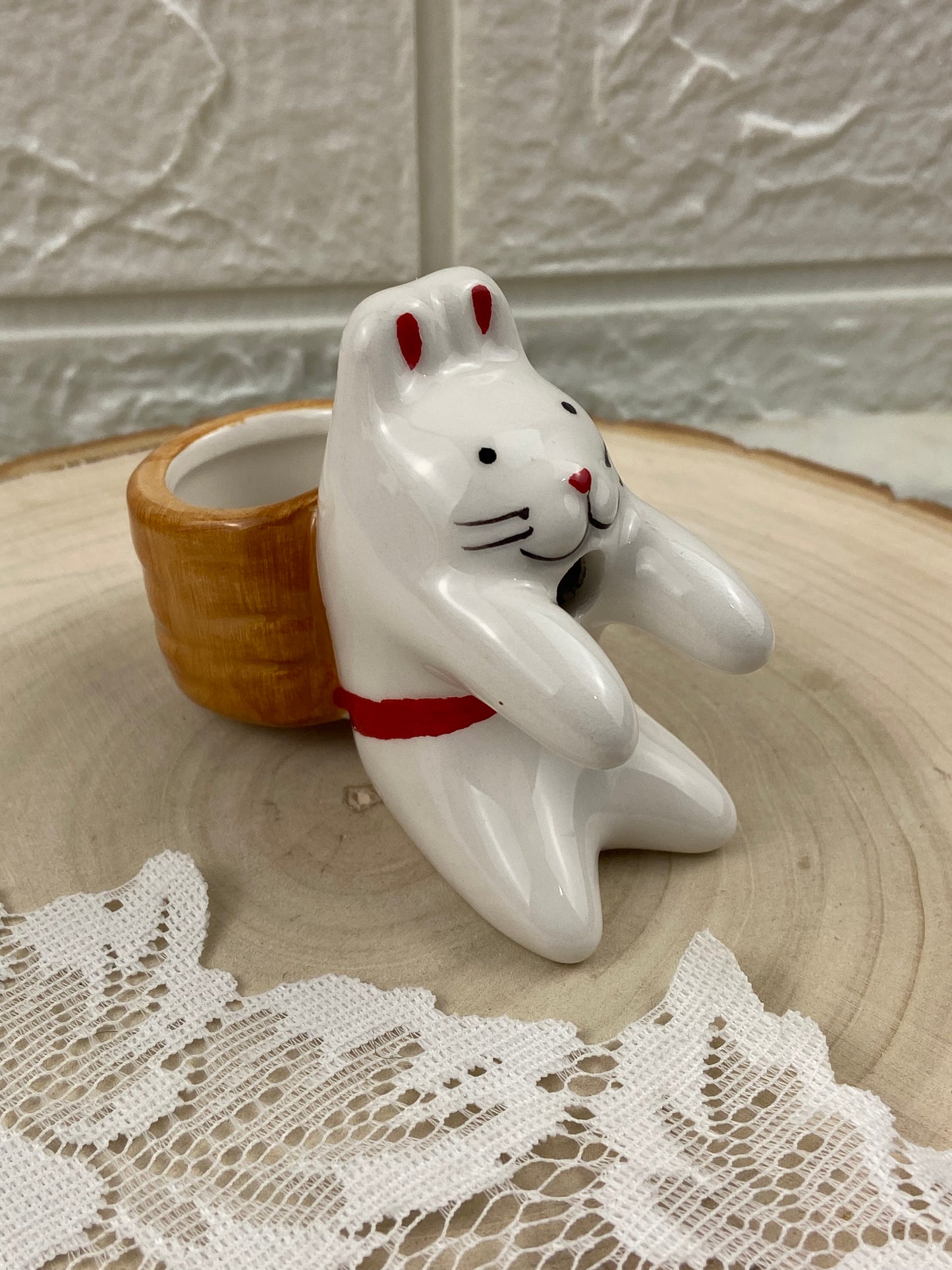 Glossy Porcelain Bunny Toothpick Holder