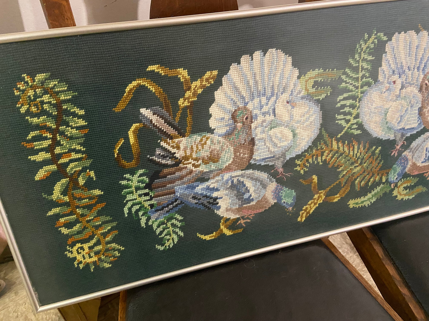 Hand Stitched Petit Point (Tent Stitch) Pheasants