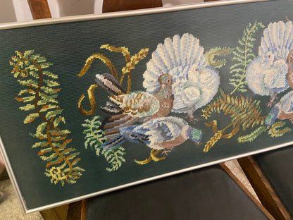 Hand Stitched Petit Point (Tent Stitch) Pheasants
