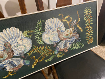 Hand Stitched Petit Point (Tent Stitch) Pheasants
