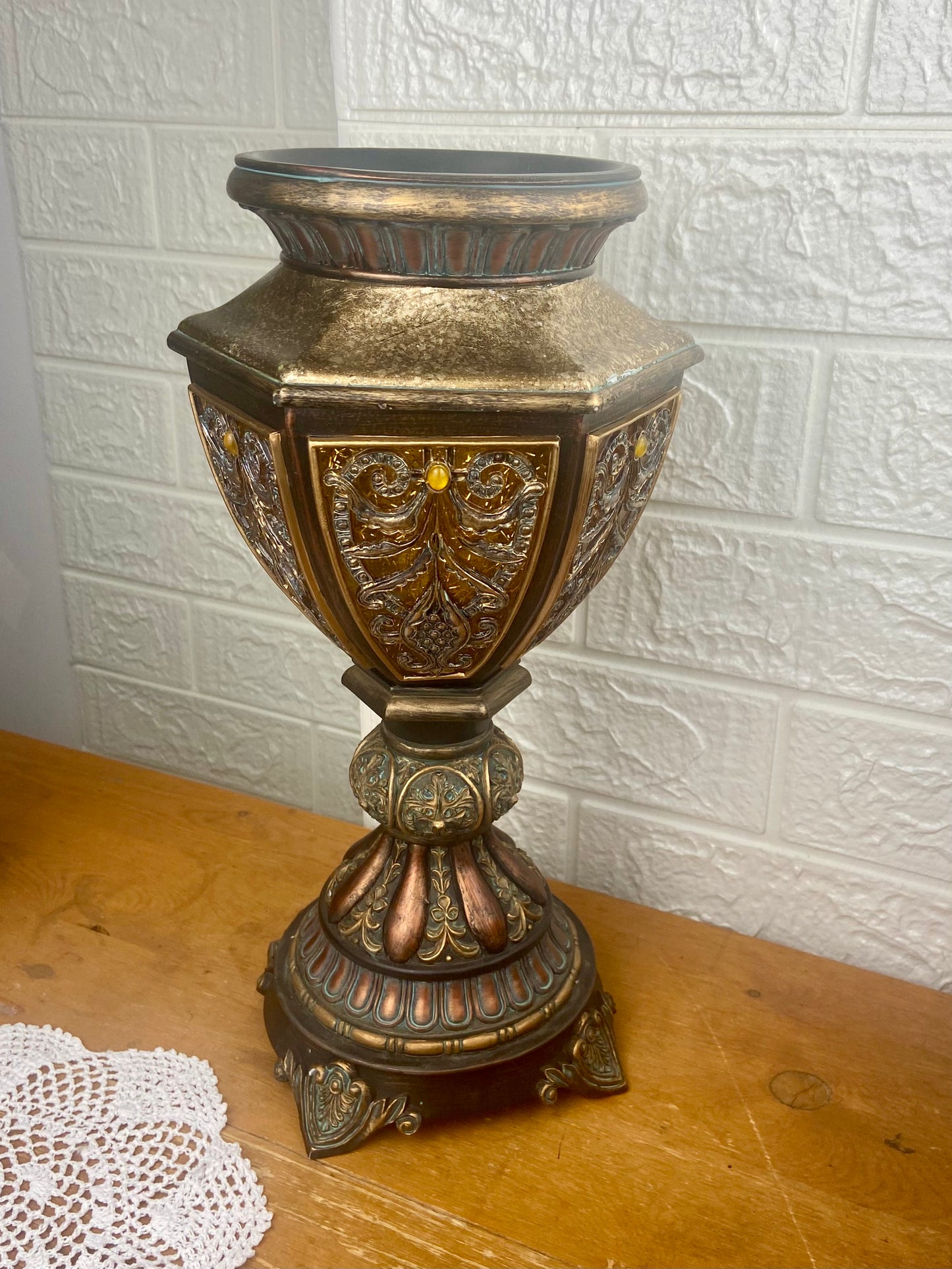 13” Brown and Amber Vase
