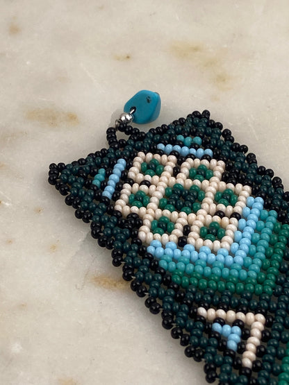 Handmade Glass Seed-Bead Wrap Bracelet with Loop Clasp | Geometric Boho Pattern