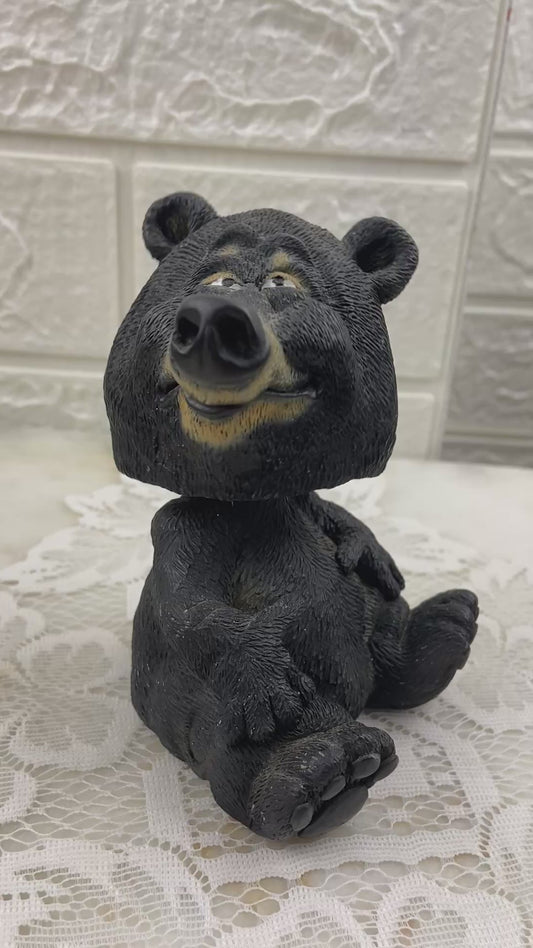 4.5” Resin Bobbing Head Black Bear Figurine by Swibco